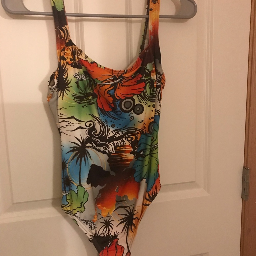 Colorful Tropical Print Swimsuit